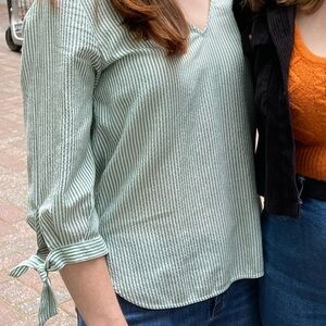 H&M Striped Seersucker Top with Ties